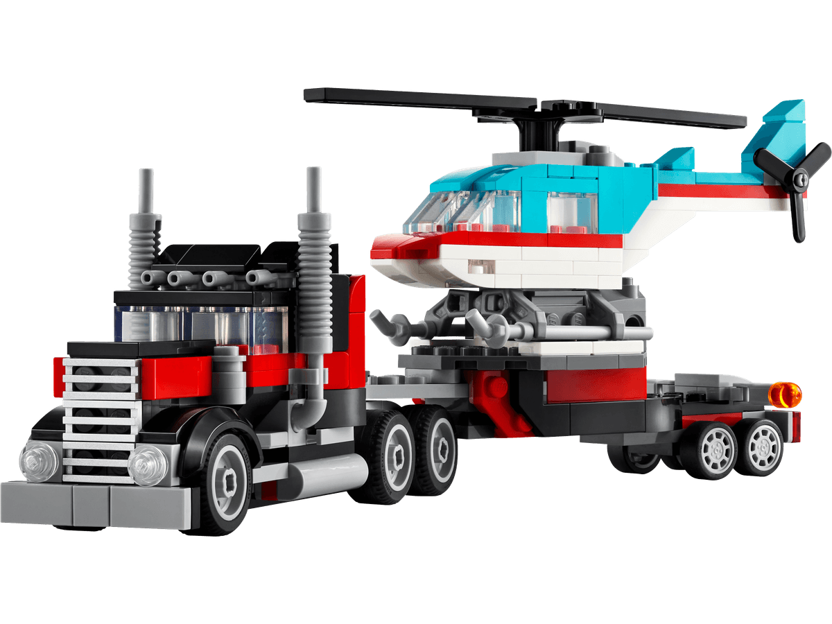 Flatbed Truck with Helicopter