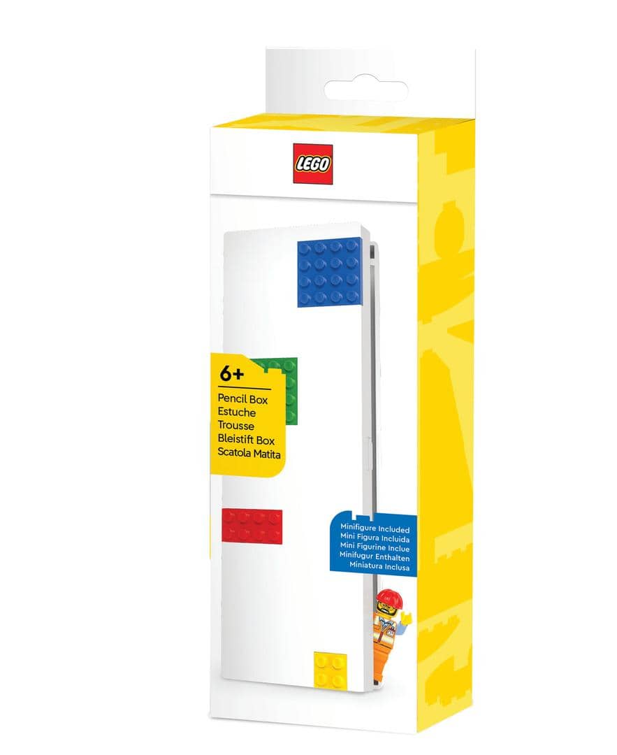 Pencil Box with Four Building Bricks and Construction Worker Minifigure
