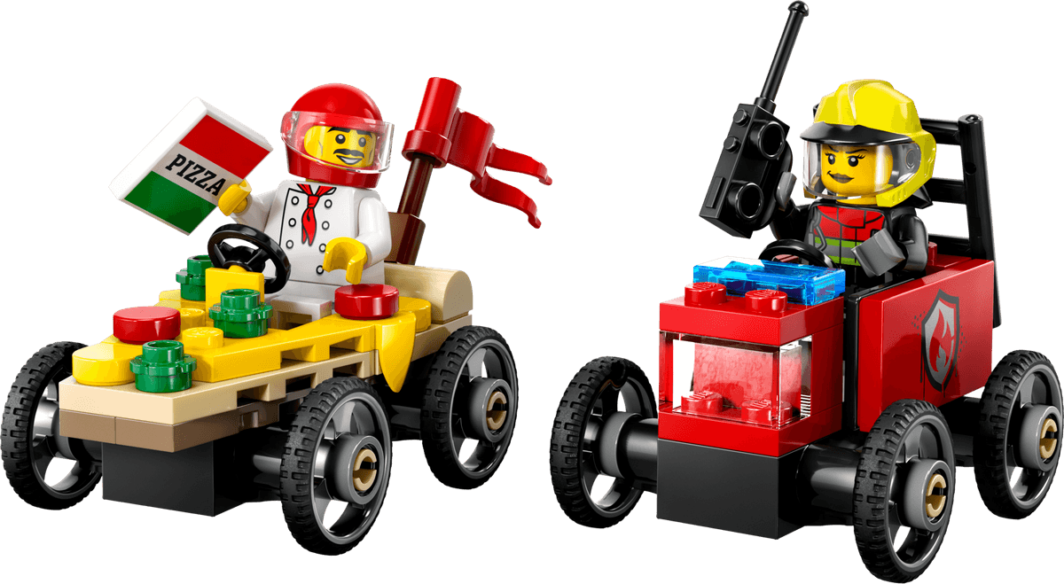 Pizza vs. Fire Truck Race Car Pack