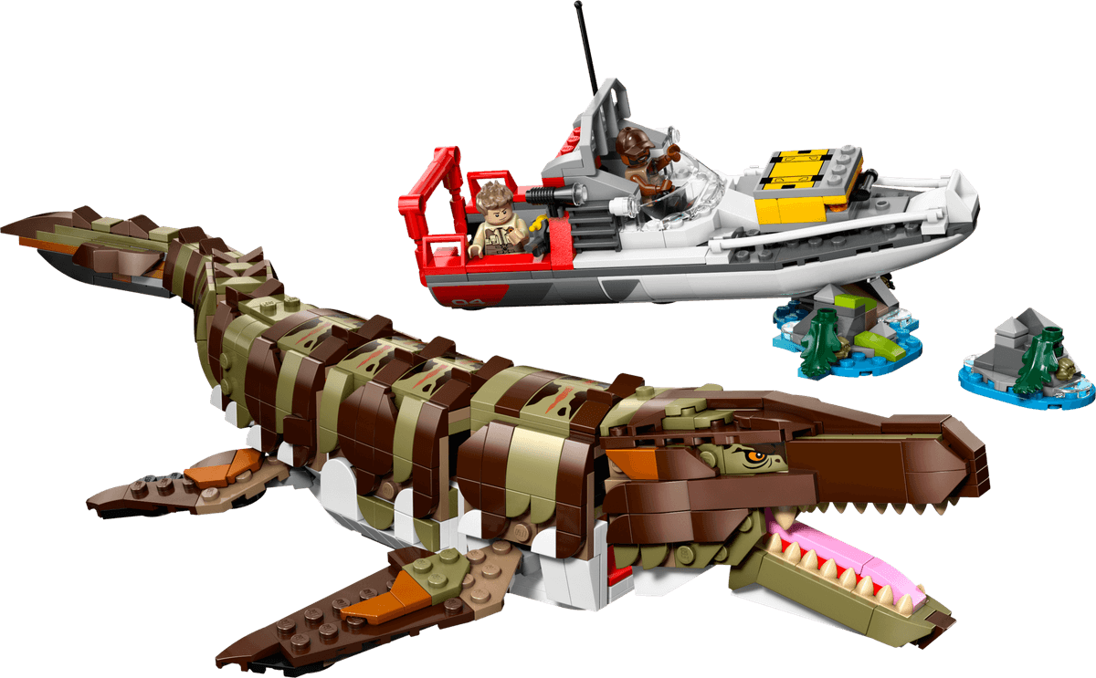 Brick-Built Mosasaurus Boat Mission