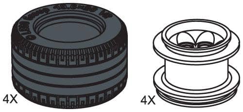 Large Lawn Tire & Hub (4 tires 4 hubs)