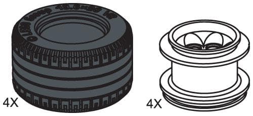 Large Lawn Tire & Hub (4 tires 4 hubs)